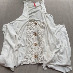 Free People Flowy Top with Wood Buttons up Front